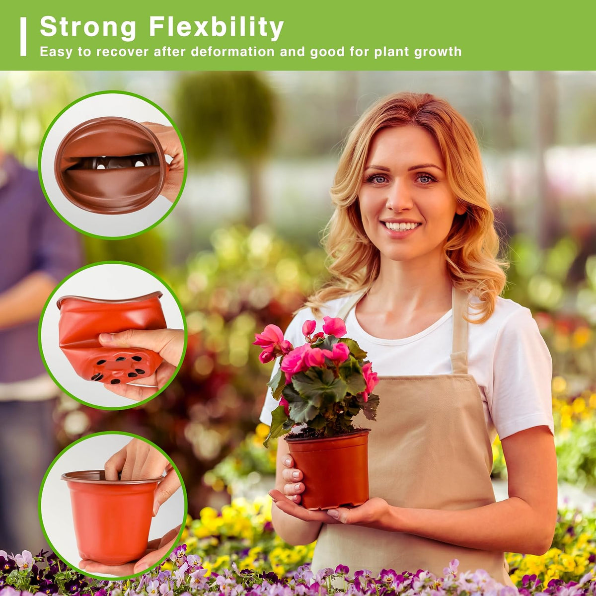 LWWTBS 4" Plastic Plant Nursery Pots 100 Pcs with 100 Labels
