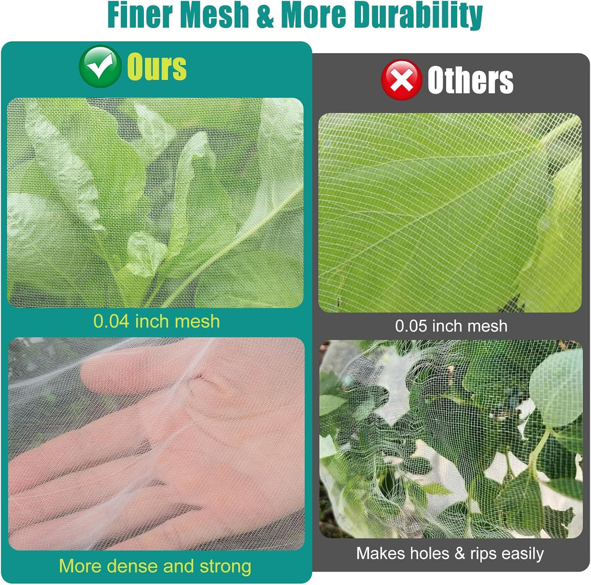SPORTYOUTH 10x50Ft Garden Netting Ultra Fine Mesh Bird Net for Raised Beds
