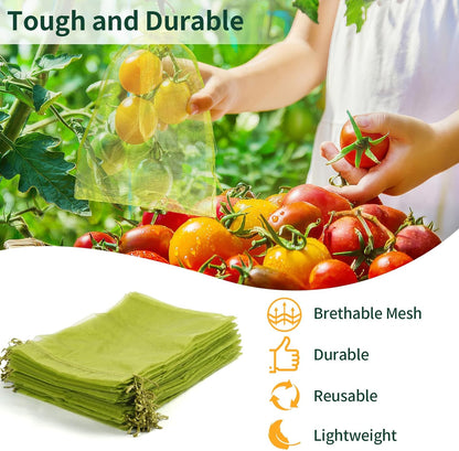 50 Pcs Fruit Protection Bags, 6×9 in Mesh Cover Nets for Tree, Green
