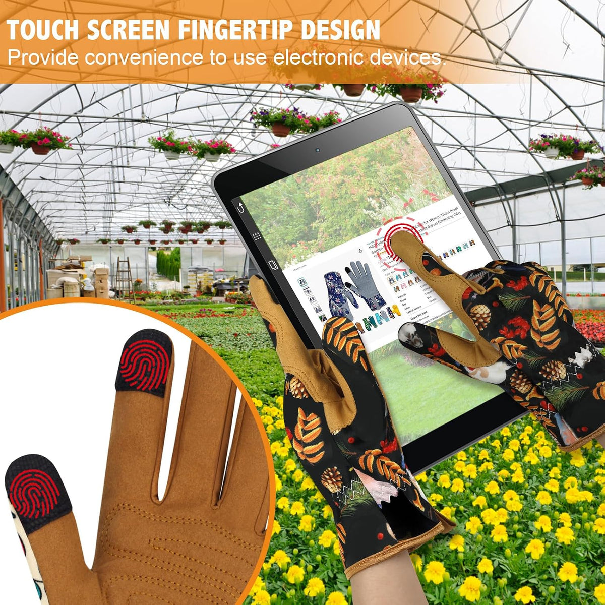 Leather Gardening Gloves for Women Garden Gloves Thorn Proof Touch Screen Design Heavy Duty Working Yard Gloves