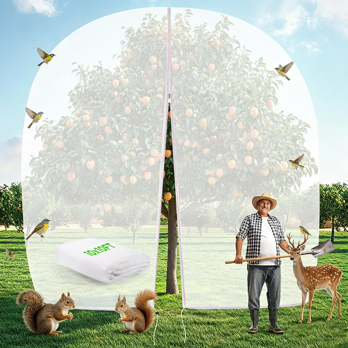10 X 60FT Garden Mesh Netting Ultra Fine Mesh Netting Pest Barrier, Insect Bug Bird Netting for Vegetables Fruit Flower Garden Protection, Thickened 60 Mesh Row Covers Fabric Screen from Birds Bugs