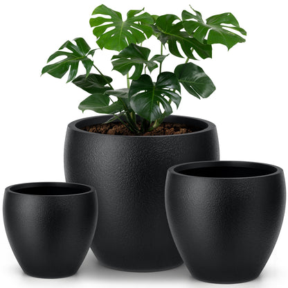 homenote 14.5 Inch Large Black Plastic Flower Pot with Drainage Plug