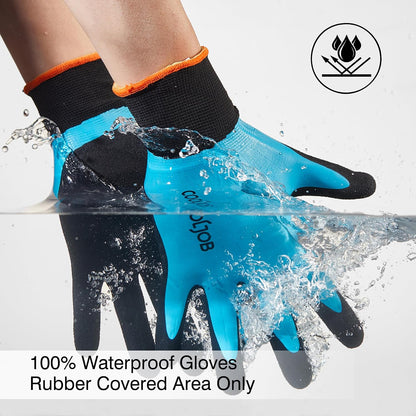COOLJOB 2 Pairs Waterproof Gardening Work Gloves with grip, S