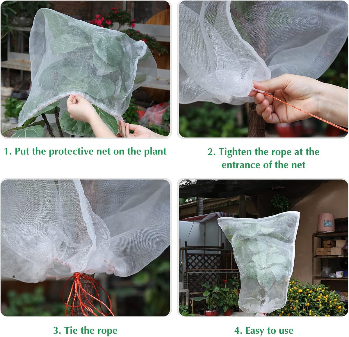 Kikhope 10 Pcs Garden Mesh Netting - 29"x21" Insect Bird Netting Pest Barrier Bags with Drawstring -Plant Fruit Protection Bag for Fruit Trees & Tomato Plants, Blocks Birds, Squirrels & Insects