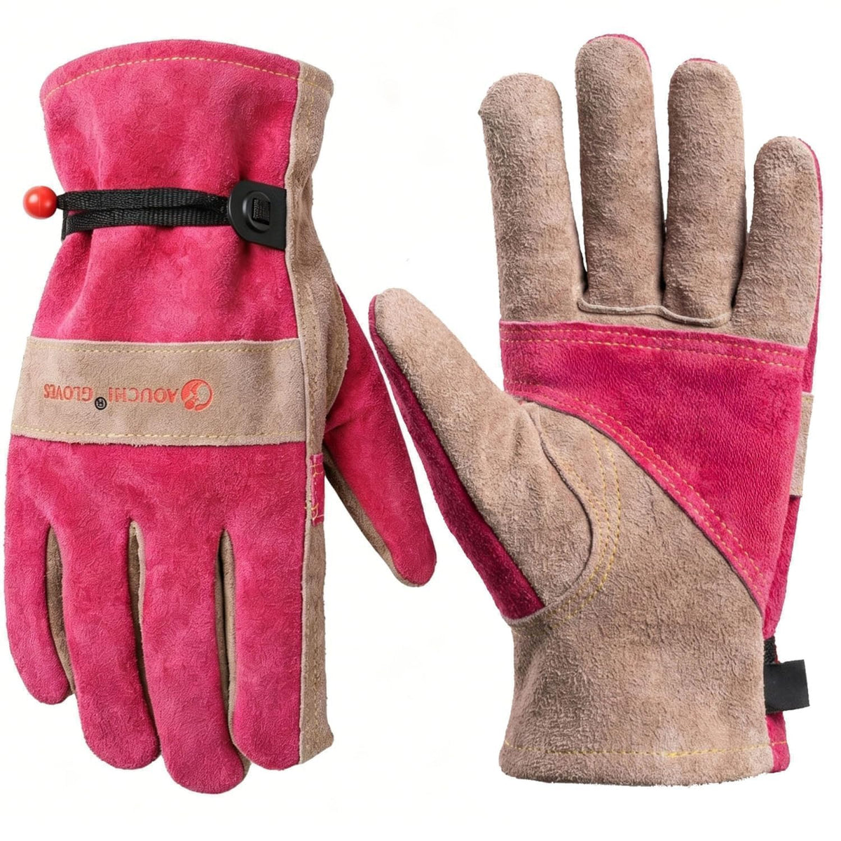 Leather Gardening Gloves for Women-Best Gift for Gardeners.Pink S