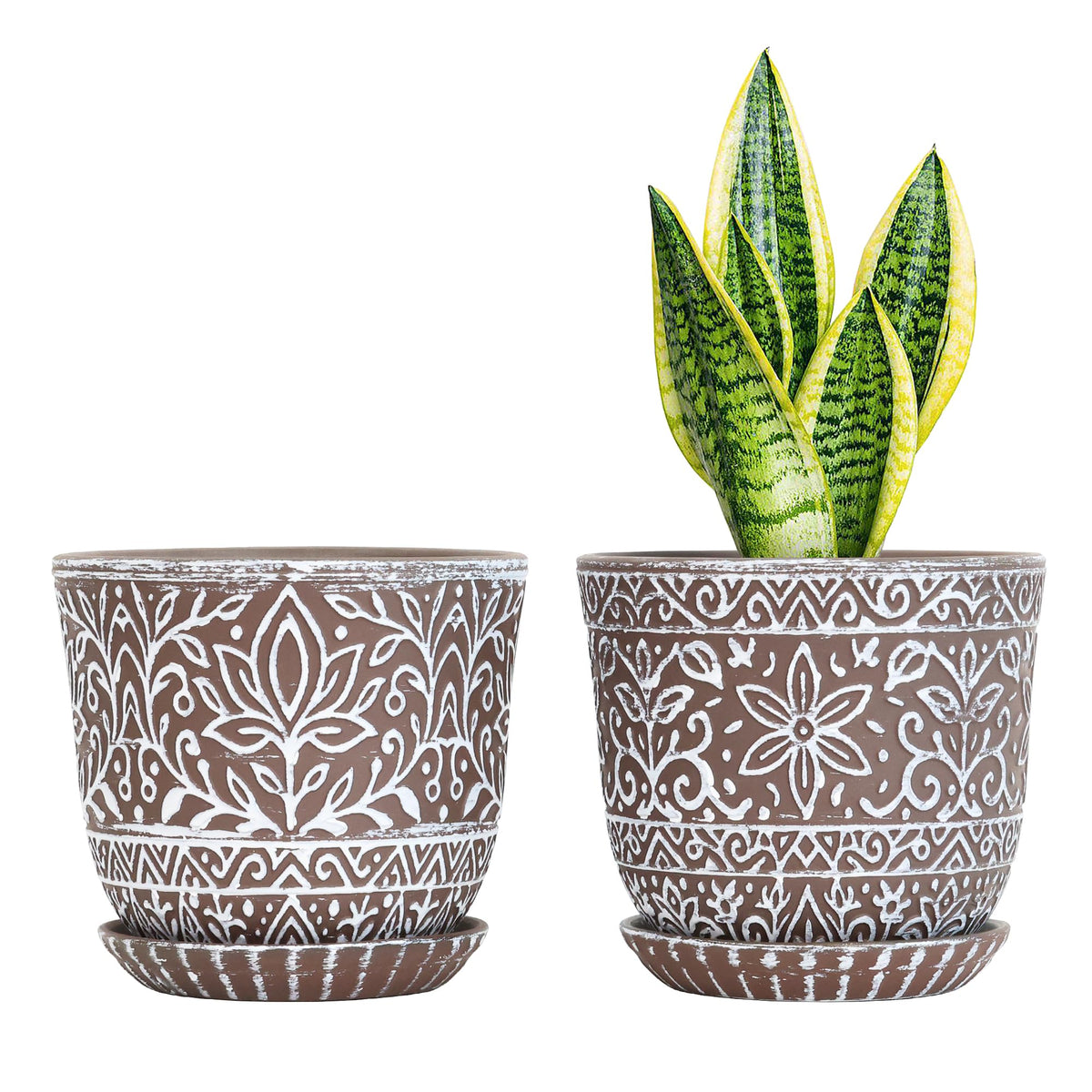 Gepege Ceramic Plant Pots, 6 Inch Indoor Planters with Drainage & Saucers