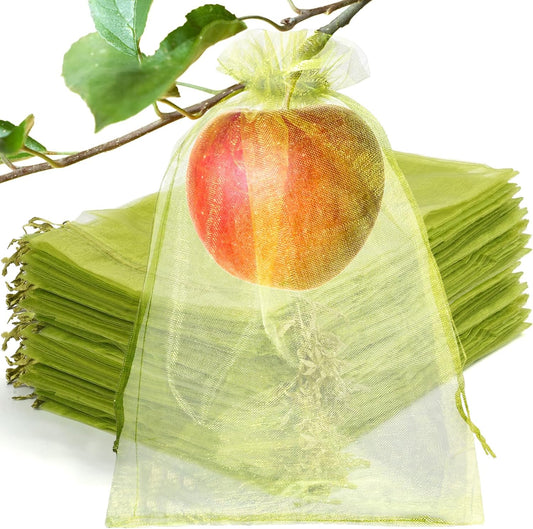 50 Pcs Fruit Protection Bags, 6×9 in Mesh Cover Nets for Tree, Green