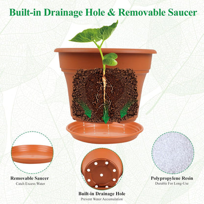 Pottiffe Plant-Pots-Planters-Indoor-Outdoor, 10 inch 4 Pack Terracotta