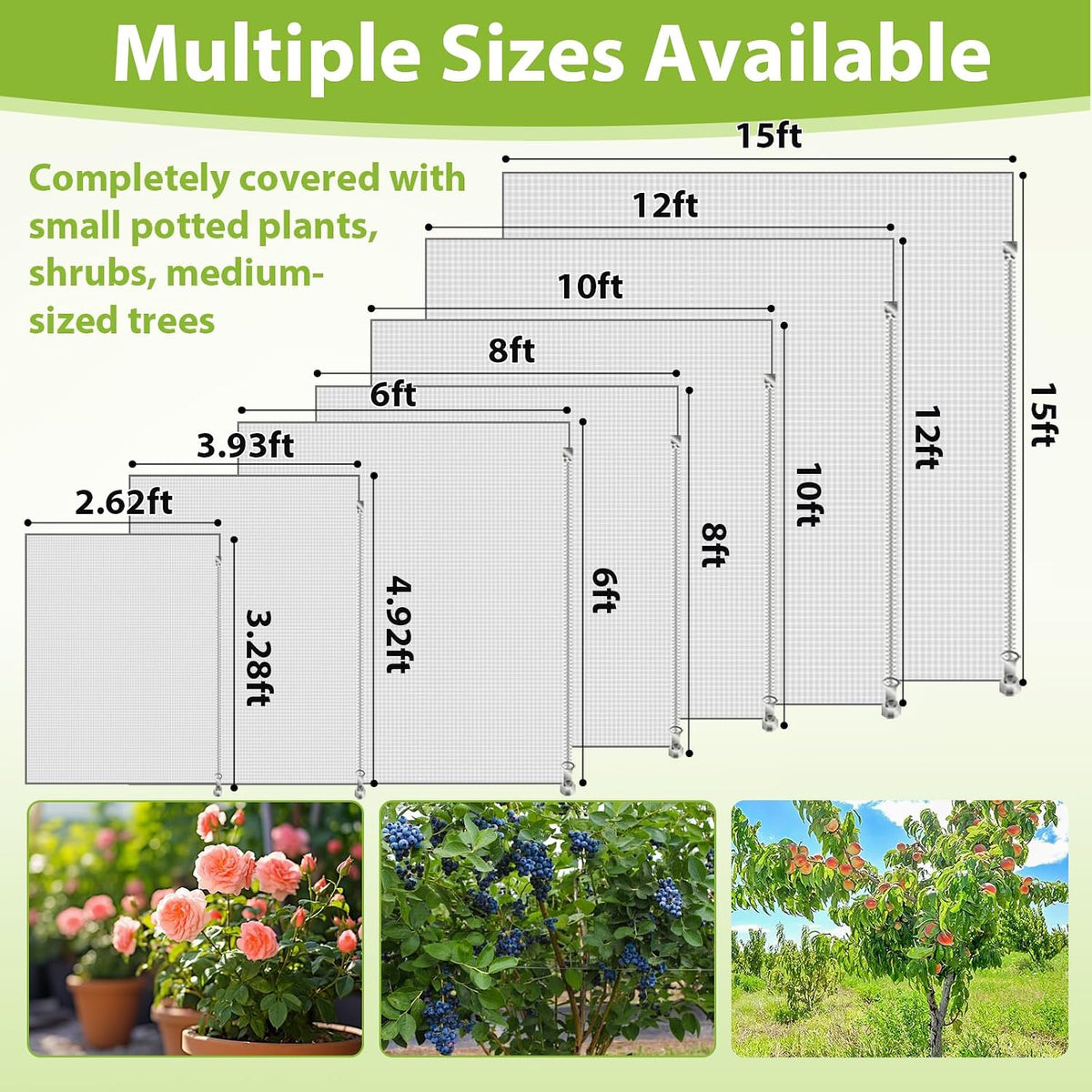 Large Fruit Tree Netting, 10X10FT Insect Garden Net, Zipper, Drawstring