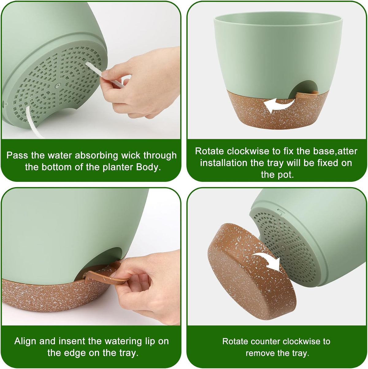 QRRICA 7/7.5/8/9/10 Inch Self Watering Pots for Indoor/Outdoor Plants