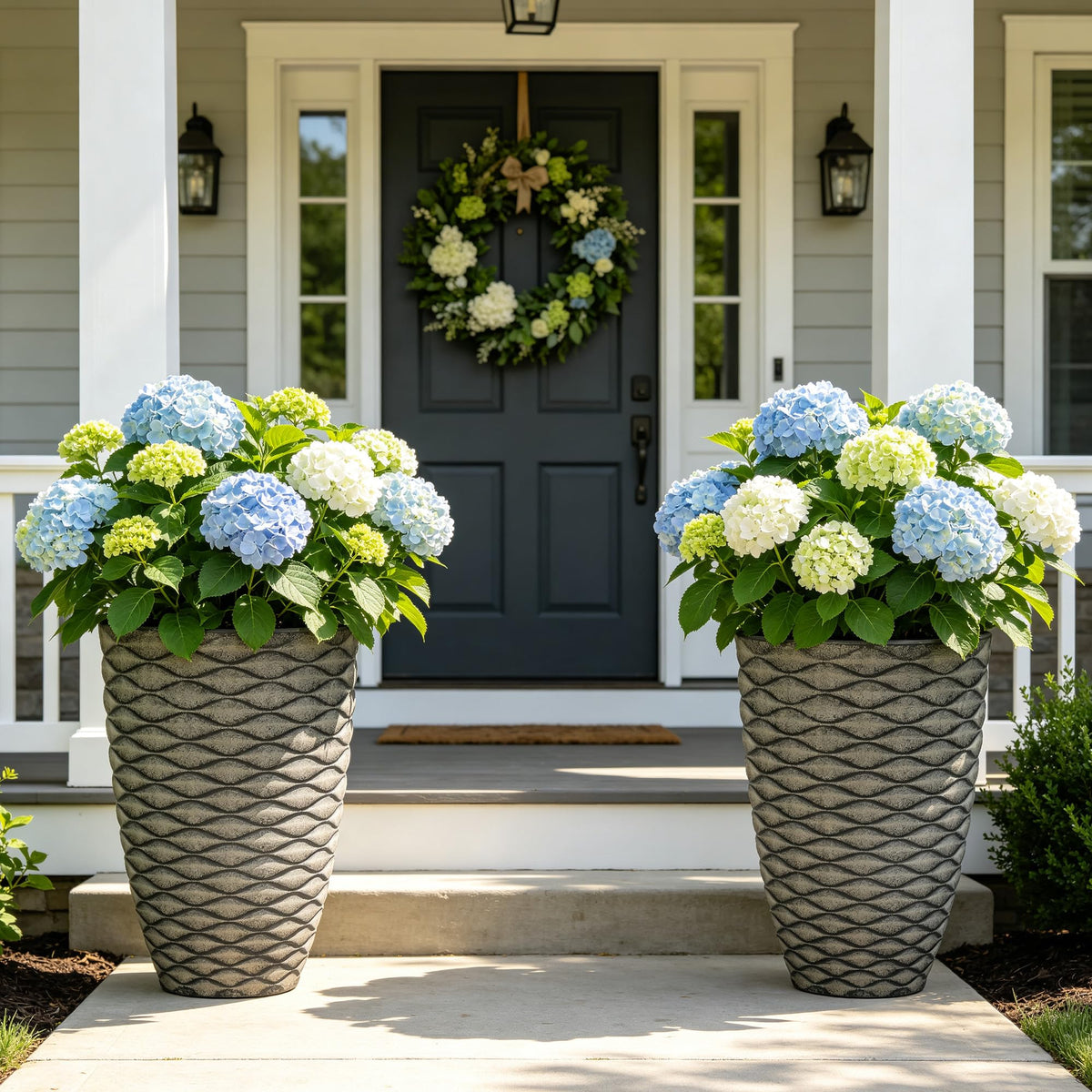 Autodaya 15" Large Planters for Outdoor Plants Set of 2 Plastic Flower Pots