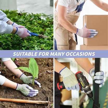 Gardening Gloves for Women - Gardening Gloves 12 Pairs, Breathable Rubber Garden Gloves, Outdoor Protective Working Gloves