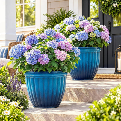 Autodaya 15" Large Planters for Outdoor Plants Set of 2 Plastic Flower Pots
