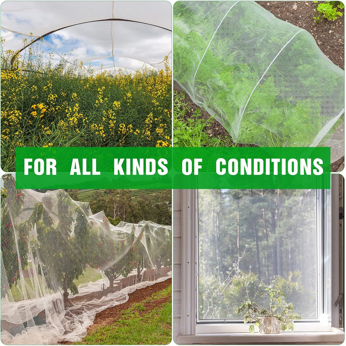Woanger 10 X 100 Ft White Garden Bug Netting Ultra Fine Mesh for Plants