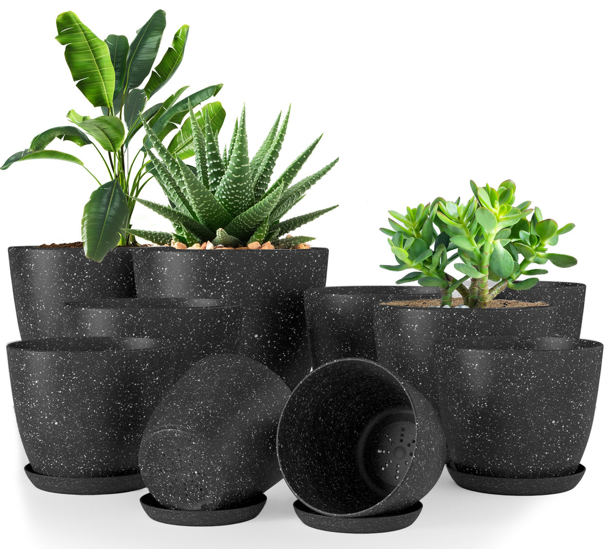 Plant Pots Indoor with Drainage, 10 Pack Multi-Size Planters Set, White