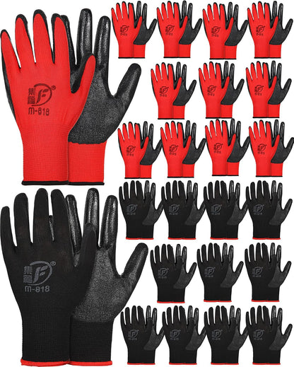 Nuogo 24 Pairs Gardening Gloves for Men Women Rubber Coated Landscaping Work Gloves Safety Work Construction