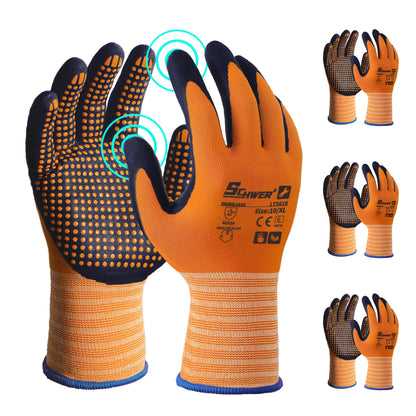 Schwer 3/6/12 Pairs Safety Work Gloves, MicroDot Abrasion & Grip, LT5619, L