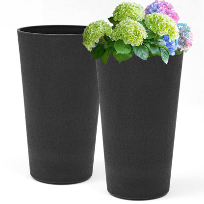 Autodaya 15" Large Planters for Outdoor Plants Set of 2 Plastic Flower Pots
