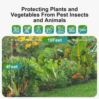 Garden Insect Netting Pest Barrier: 2 Pack 4'x10' Bug Netting for Garden Protection Mosquito Net Fine Mesh Cicada Tree Net Greenhouse Row Cover for Crops Plants Vegetables Flowers Fruits Silver