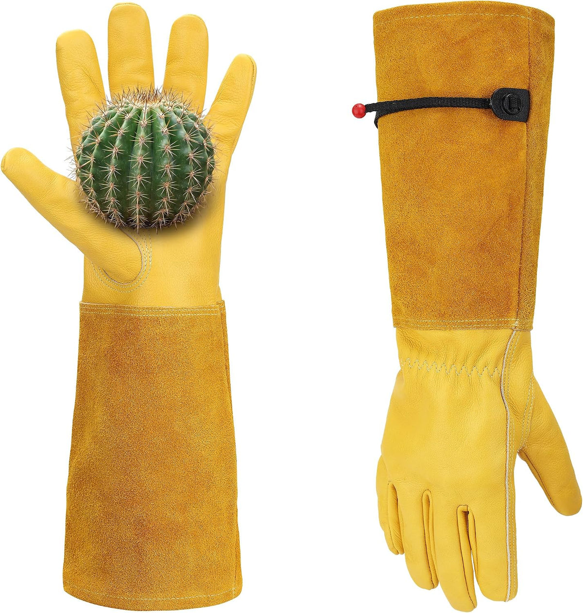 Thorn Proof Gardening Gloves for Women and Men, Breathable Long Sleeve Leather Gloves for Rose and Cactus Pruning, Heavy Duty Adjustable Cuff Garden Work Gloves, Ideal Gardening Gifts