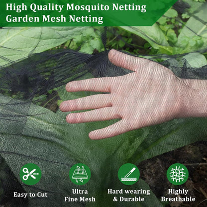 2PCS 10 x 16.5 Ft Mosquito Netting for Patio, Garden Mesh Netting, Fly Insect Bird Net Barrier for Protect Vegetables Plants, Mosquito Mesh Screen for Outdoor Patios Apartment Balcony (Black)