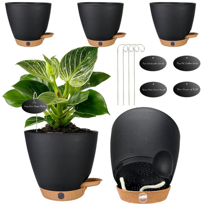 Self Watering Pots for Inoor Ourdoor Plants 8/7/6.5/6/5" Plastic Planters