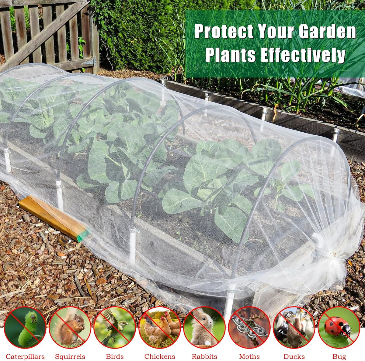 10 X 50 FT Breathable Garden Mesh Netting Pest Barrier for Raised Beds