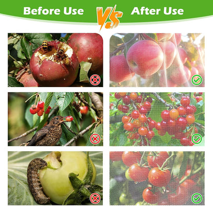4PCS 2.7Ft × 3.3Ft Fruit Tree Netting with Zipper and Drawstring, 60 Mesh Thickened Garden Bird Netting for Blueberry Bushes, Fruits, Vegetables, Insect Bird Barrier Mesh Protective Cover