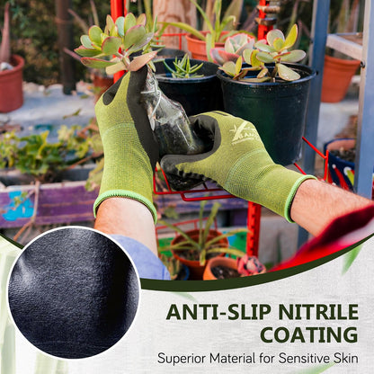 COOLJOB Gardening Working Gloves, Touchscreen, Nitrile Coated