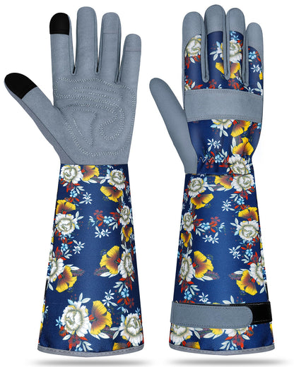 Long Gardening Gloves for Women Thorn Proof Leather Garden Gloves Breathable Working Gloves for Women Yard Outdoor