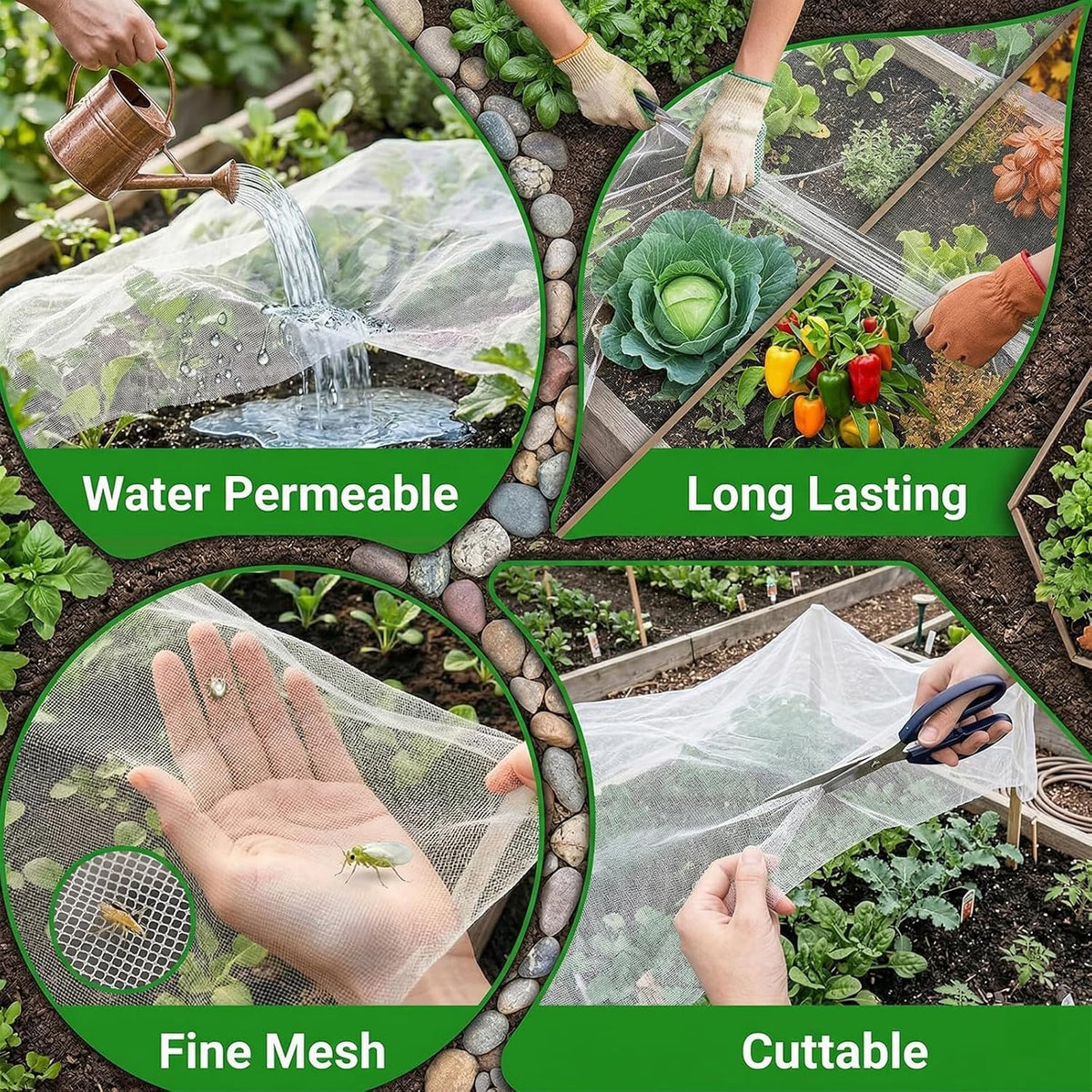 10FT x 33FT Garden Netting Ultra Fine Mesh Netting Plant Cover Insect Bird Netting for Garden Row Cover for Raised Beds/Greenhouse Vegetables Fruits Flowers Trees