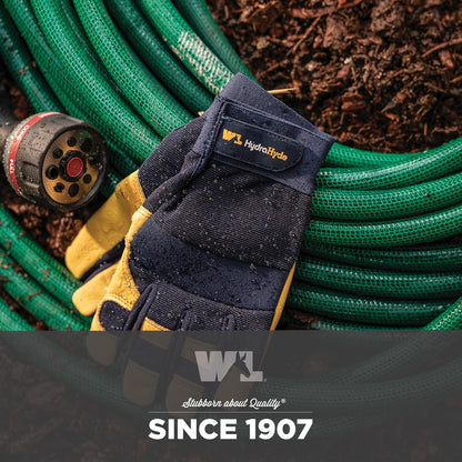 Wells Lamont Men's Leather Palm Work Gloves – HydraHyde Water-Resistant Leather, Flexible Spandex Back, Adjustable Closure