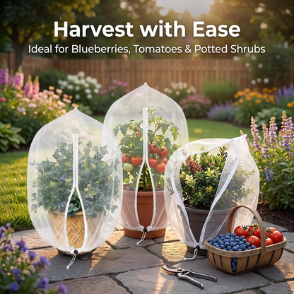 Bush Netting Cover 2 Pack 2.5ft x 3.3 ft, Bird Netting with Zipper & Drawstring, Reusable Berry Bush Netting for Lowbush Blueberries & Garden Plants, Bird Deer Insect and Poultry Barrier