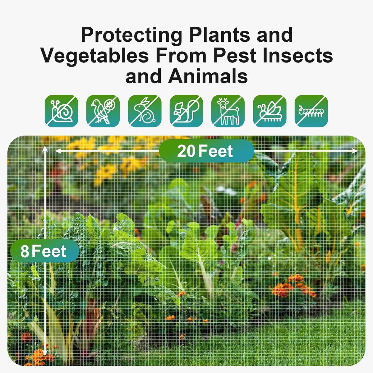Garden Netting Pest Barrier: 8'x20' Fine Bug Insect Net