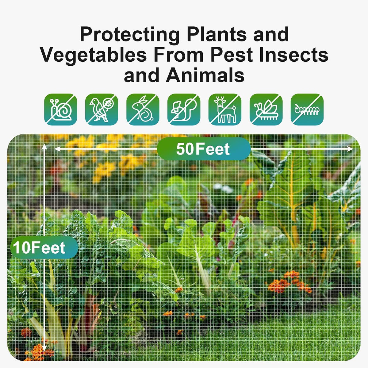 Garden Netting Pest Barrier: 10'x50' Fine Bug Insect Net