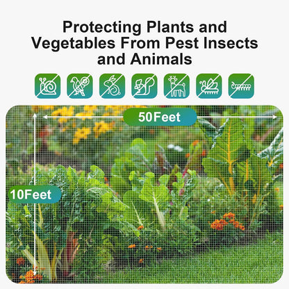 Garden Netting Pest Barrier: 10'x50' Fine Bug Insect Net