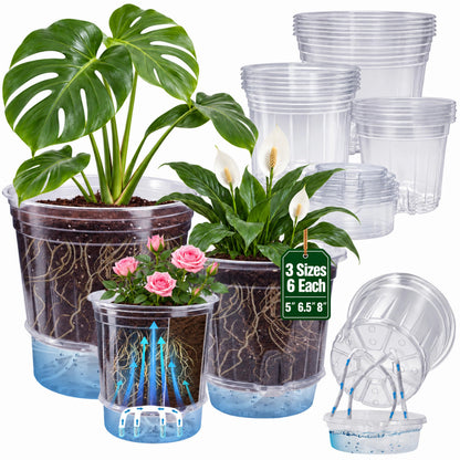 Bluepro Clear Nursery Pots with Drainage Holes, 3.5/4/5 Inch, 36-Pack
