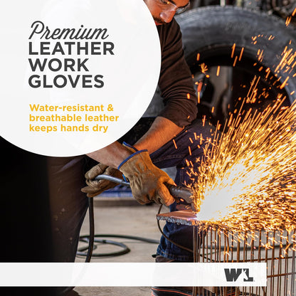 Wells Lamont Men's HydraHyde Leather Work Gloves, Water-Resistant, Large