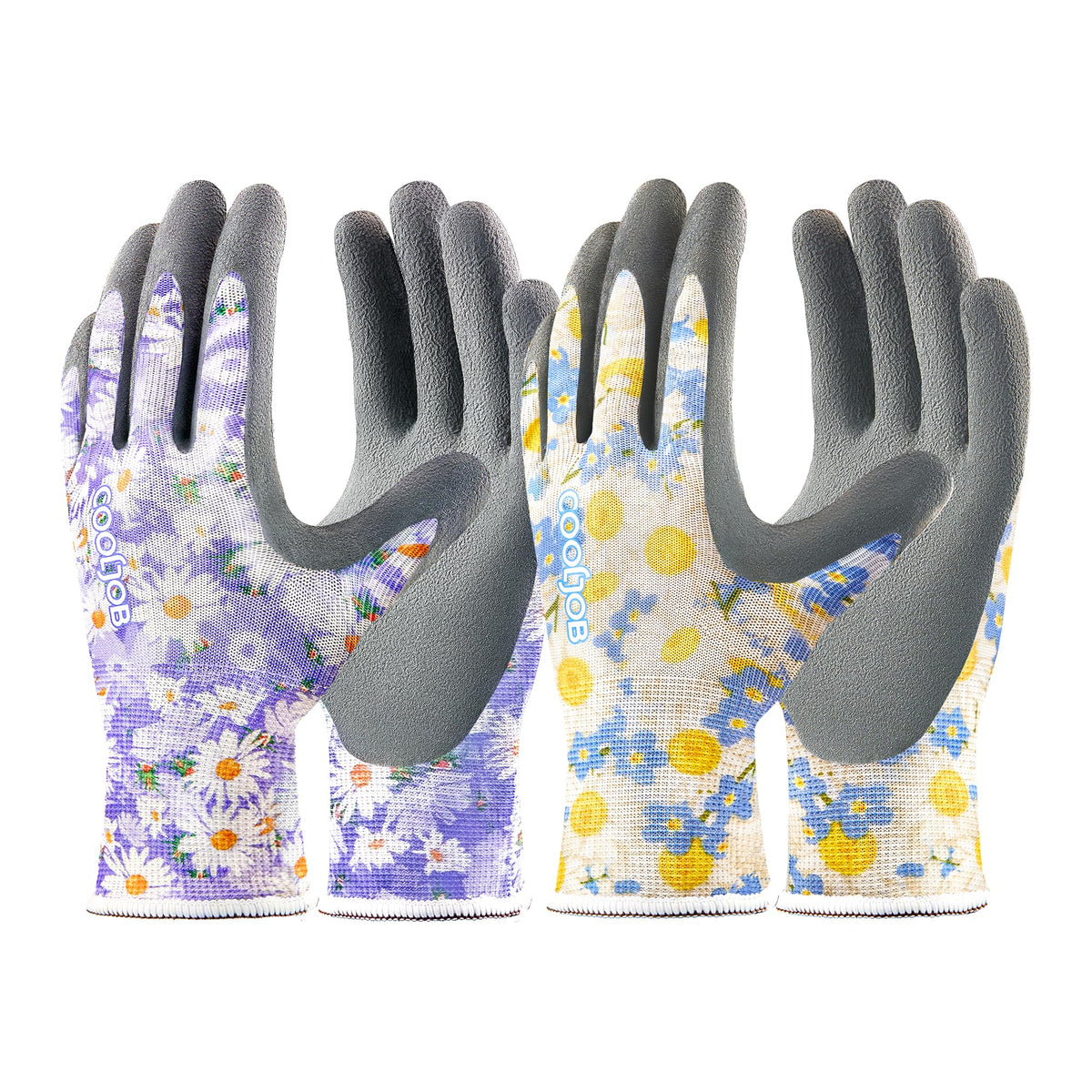 COOLJOB 6 Pairs Gardening Gloves for Women Ladies, Breathable Rubber Coated for Yard Garden, Outdoor Indoor Protective Work with Grip, Medium Size, Red & Green