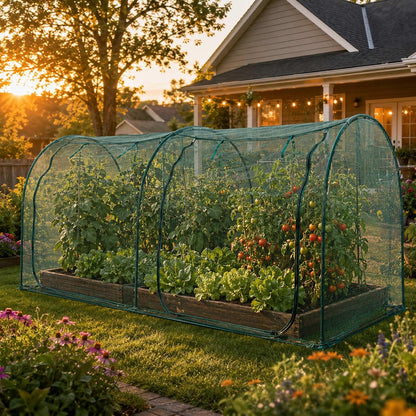 Large Tunnel 8.2'x4' Plant Netting Cover 4FT Tall Crop Cage Netting Pest Guard Cover for Vegetables Fruits Durable Gardening Net for Plant and Animal