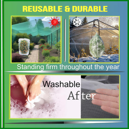 Plant Netting with Drawstring, 4P 2.6x3.3 FT - Easy Install Fruit Tree Protection Cover, Reusable Garden Mesh Bag for Blueberry Bushes/Tomato - Block Birds/Insect/Squirrels