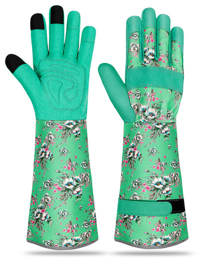 Long Gardening Gloves for Women Thorn Proof Leather Garden Gloves Breathable Working Gloves for Women Yard Outdoor