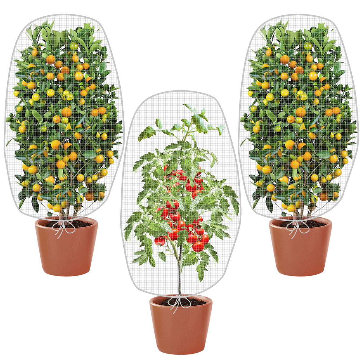 Alpurple 2 Pcs Insect Bird Barrier Netting Mesh with Drawstring- 4.9 x 3.2 Ft Garden Bug Netting Plant Cover- Fruit Tree Net for Protect Plant Fruits Citrus Flower from Insect Bird Eating