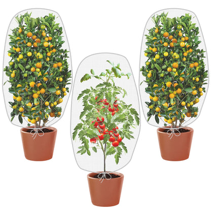 Alpurple 2 Pcs Insect Bird Barrier Netting Mesh with Drawstring- 4.9 x 3.2 Ft Garden Bug Netting Plant Cover- Fruit Tree Net for Protect Plant Fruits Citrus Flower from Insect Bird Eating