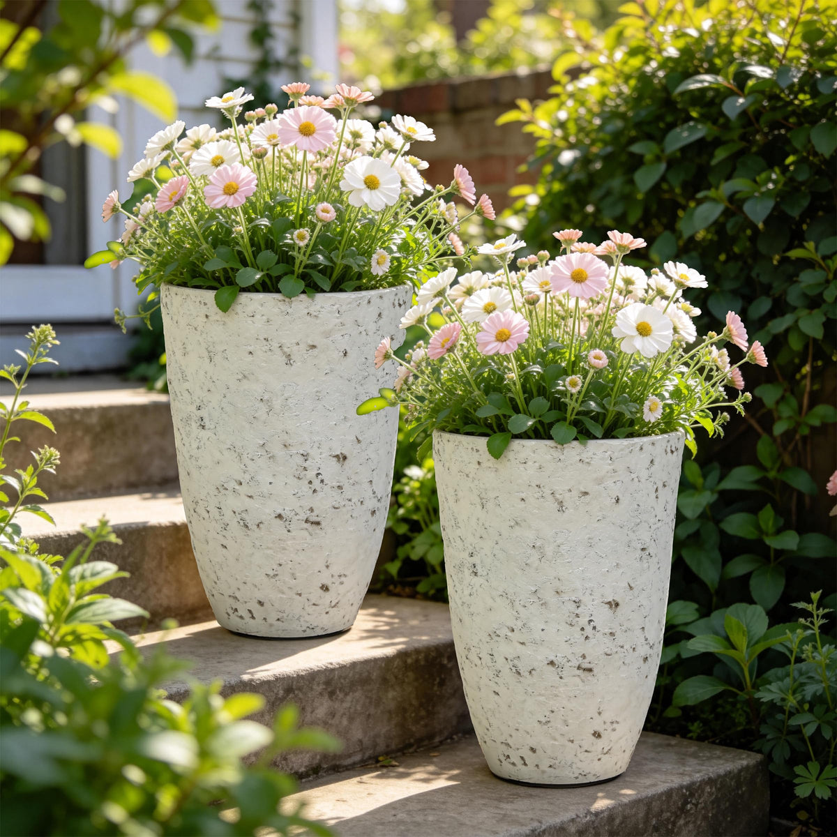Autodaya 15" Large Planters for Outdoor Plants Set of 2 Plastic Flower Pots
