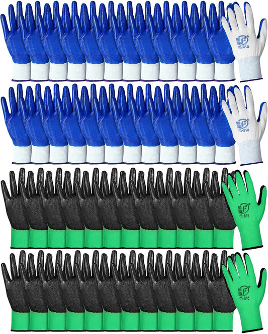Nuogo 48 Pairs Garden Gloves for Men Work Gloves Bulk