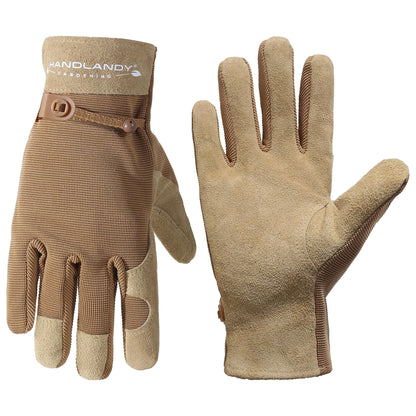 HLDD HANDLANDY Work Gloves for Women and Ladies, Leather Gardening Gloves Flexible Mechanic Working Gloves