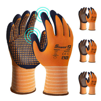 Schwer 3/6/12 Pairs Safety Work Gloves, MicroDot Abrasion & Grip, LT5619, L