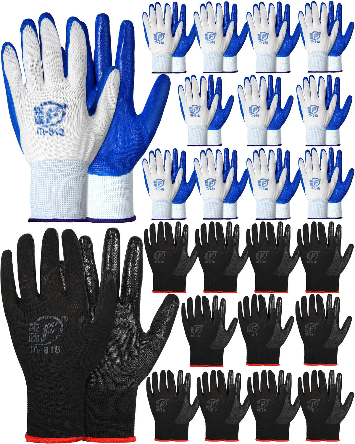 Nuogo 24 Pairs Gardening Gloves for Men Women Rubber Coated Landscaping Work Gloves Safety Work Construction