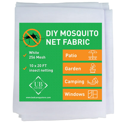 Green DIY Mosquito Net Fabric | 10x20 FT Netting | Insect Cover for Garden